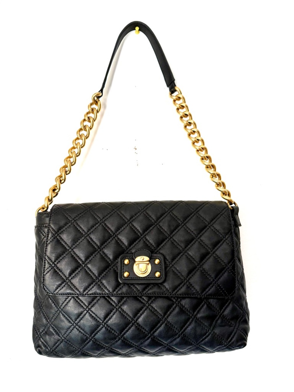 Marc Jacobs Stam Black Quilted Leather Chunky Chain Y2K Shoulder Bag